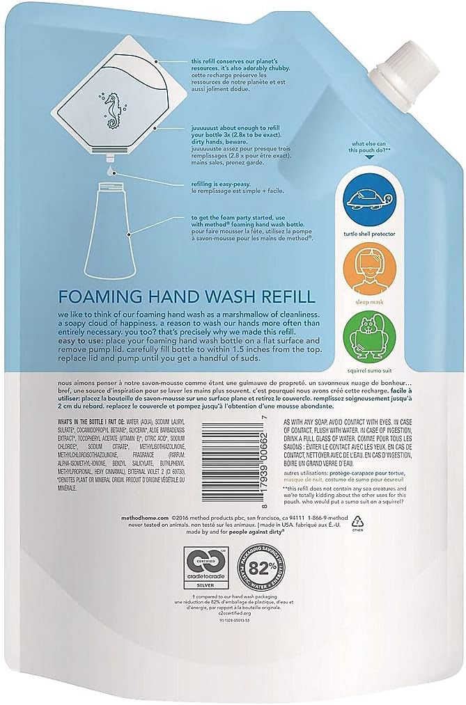 Method Gel Hand Wash Refill, Sweet Water Scent, 34 oz Pouch - Image 2